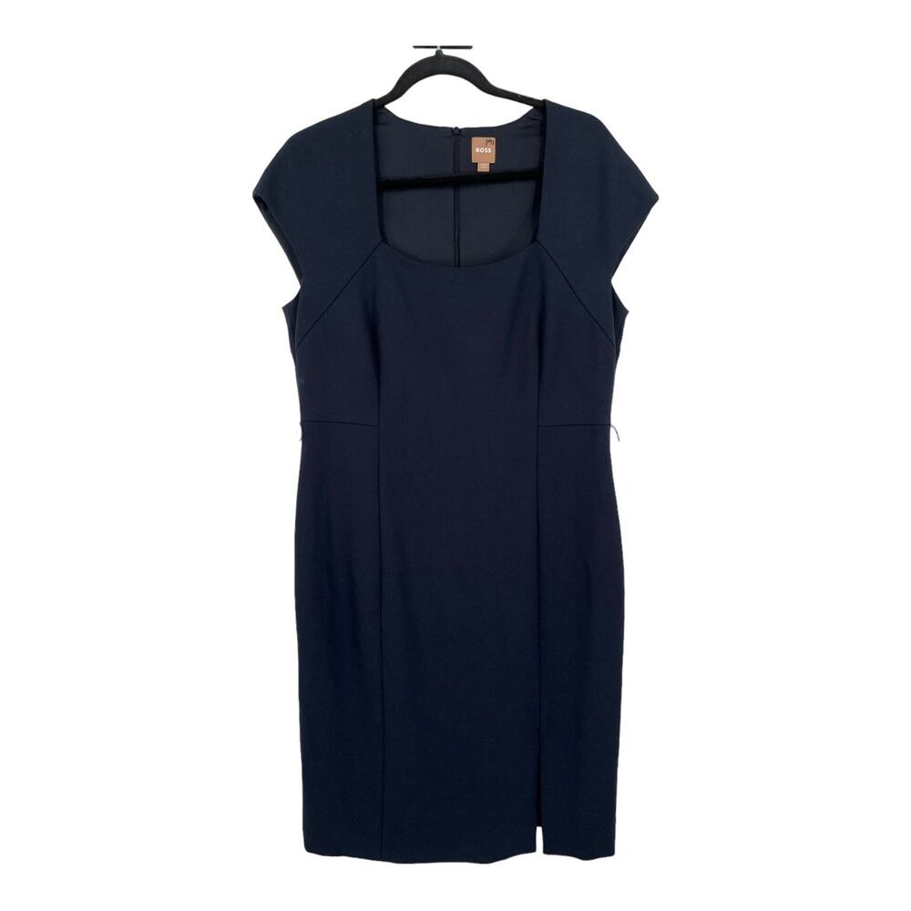 BOSS Hugo Boss dress Danorda Belted Sheath dark blue size 10